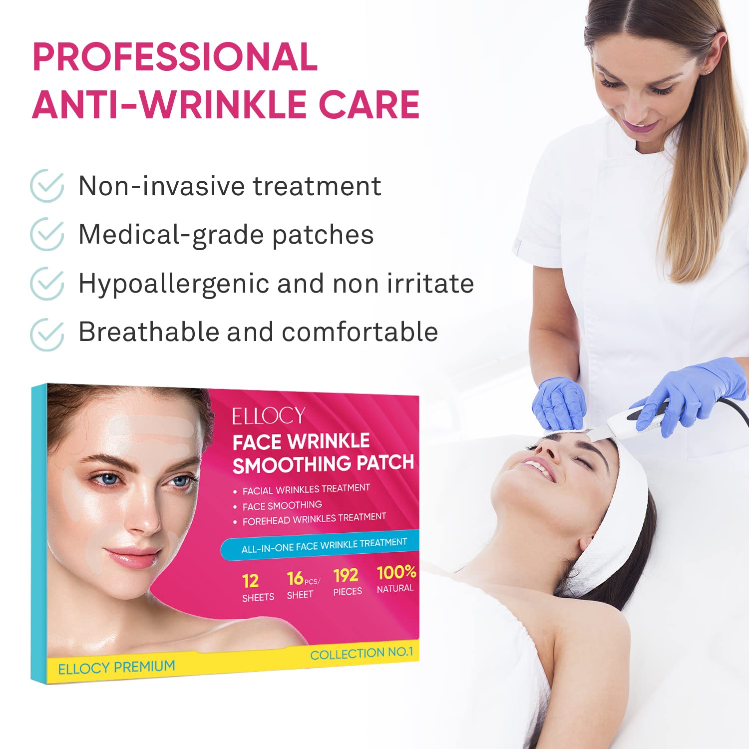 Ellocy Face and Wrinkle Patches,192PCs Face Tape for Wrinkles Forehead Wrinkle Patches Face Patches for Wrinkles Anti Wrinkle Patches Facial Patches Visit the Ellocy Store - Image 8